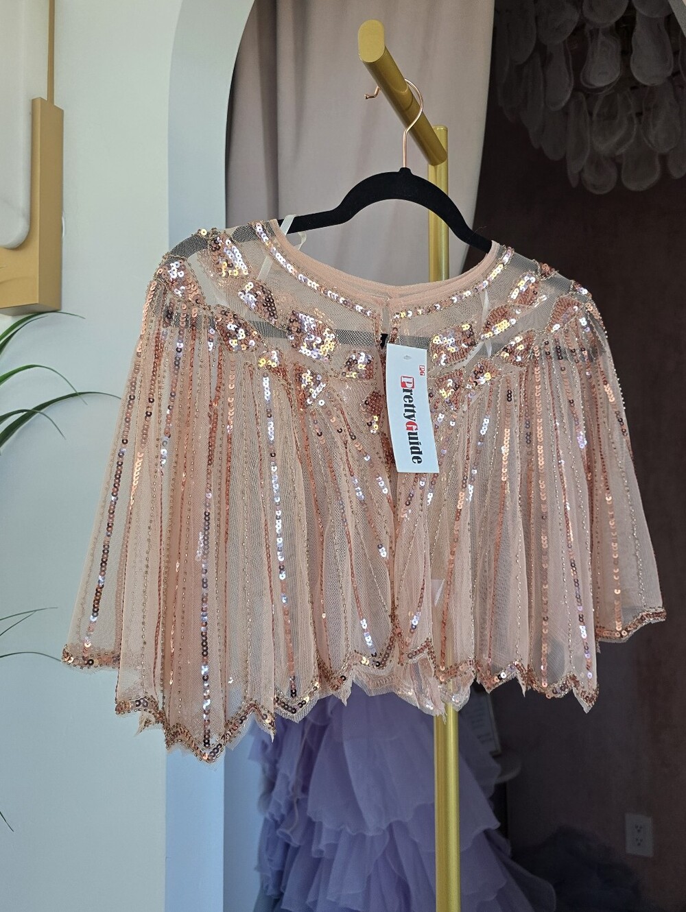 Sequin Capelet Top - Rose Gold by Pretty Guide